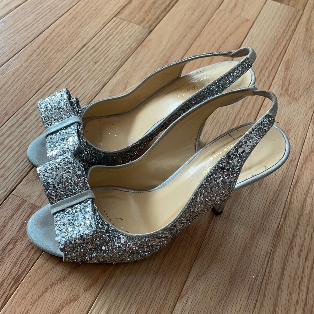 Kate spade silver glitter sparkly heels
